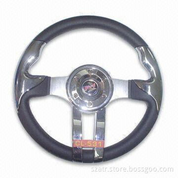 Steering Wheel, Made of PU, Available in Diameter of 13-inch